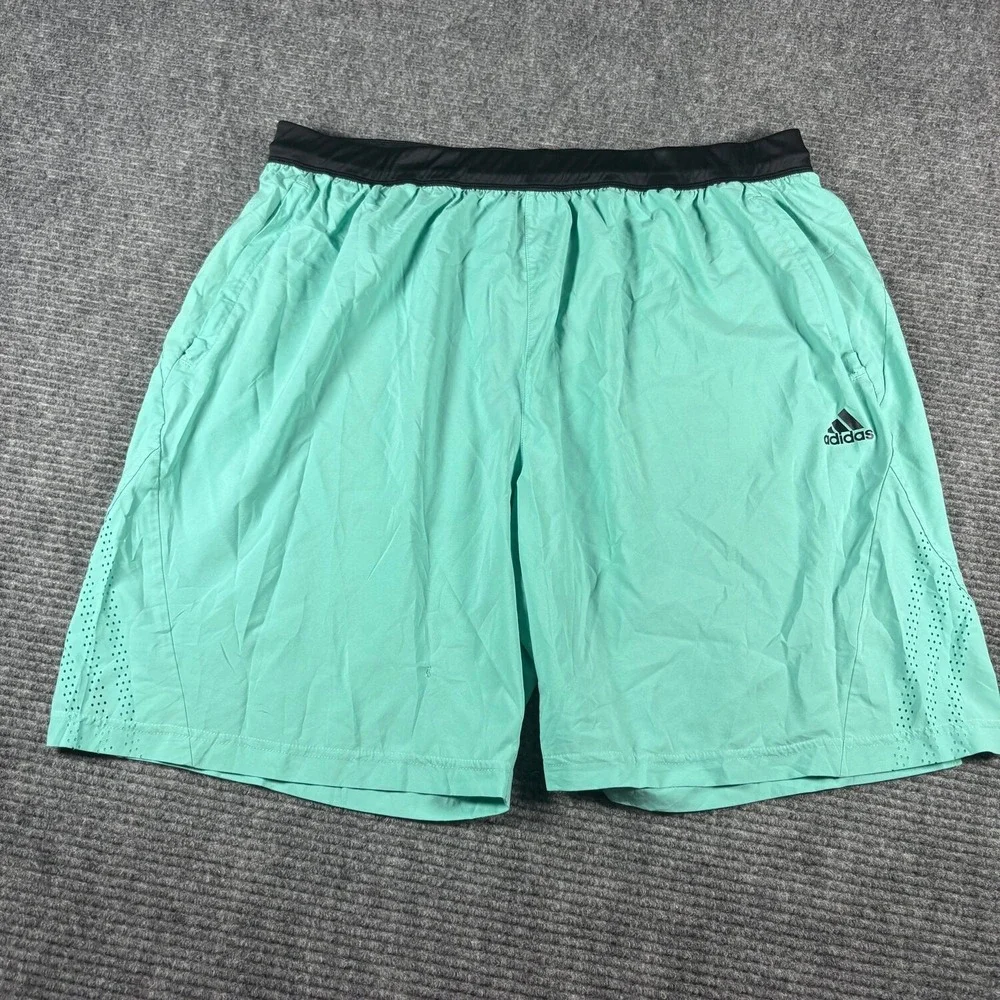 Adidas Athletic Shorts Mens 2XL Teal Good Perforated Pockets Gym Workout